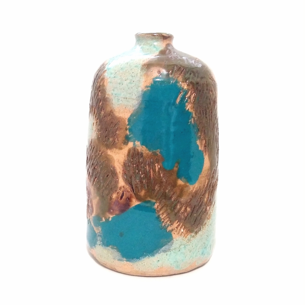 Signed JL mid century modern stoneware vase - Picture 2 of 8